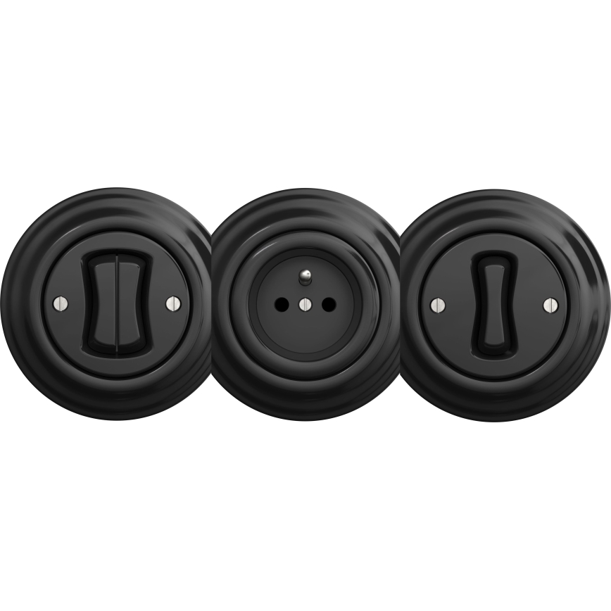 Kliklap - Prise domestique vintage sans cadre SCHUKO 230V/16A noir