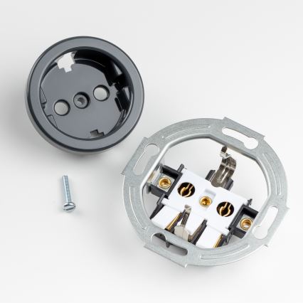 Kliklap - Prise double murale rétro avec cadre SCHUKO 230 V anthracite