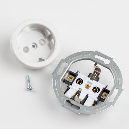 Kliklap - Prise murale double rétro avec cadre, type SCHUKO 230 V/16 A, en céramique blanche