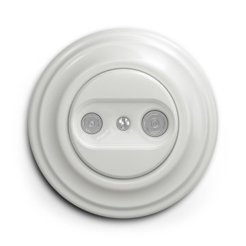 Kliklap - Prise murale coaxiale TV + radio (passante) avec cadre en céramique blanc