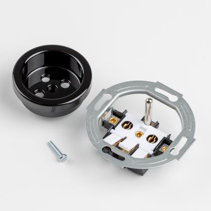 Kliklap - Prise murale double au style rétro avec plaque n°1, finition noire