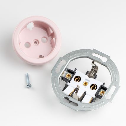 Kliklap - Prise murale double rétro avec cadre SCHUKO 230V/16A rose poudré