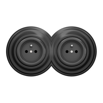 Kliklap - Prise murale double rétro pour usage domestique avec cadre 230V anthracite