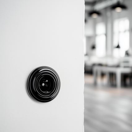 Kliklap - Prise murale rétro 230 V avec plaque noire