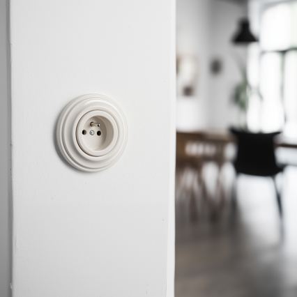 Kliklap - Prise murale rétro avec cadre, 230 V, beige