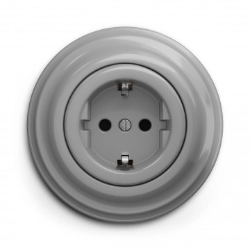 Kliklap - Prise murale rétro avec cadre SCHUKO 230V/16A, gris