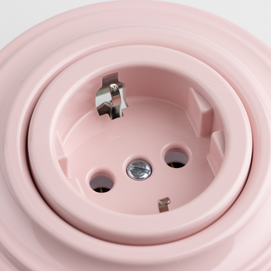 Kliklap - Prise murale rétro avec cadre SCHUKO 230V/16A rose ancien