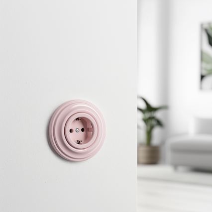 Kliklap - Prise murale rétro avec cadre SCHUKO 230V/16A rose ancien