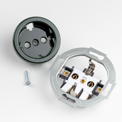 Kliklap - Prise murale rétro avec cadre SCHUKO 230V/16A, verte