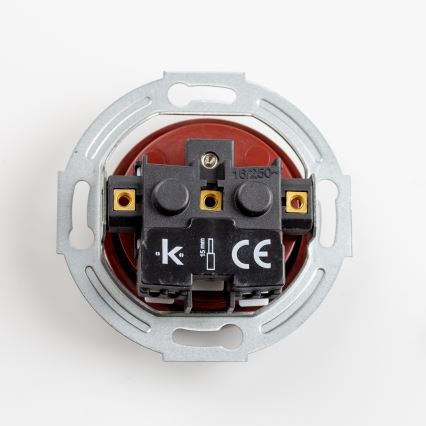 Kliklap - Prise murale rétro avec plaque, 230 V, marron