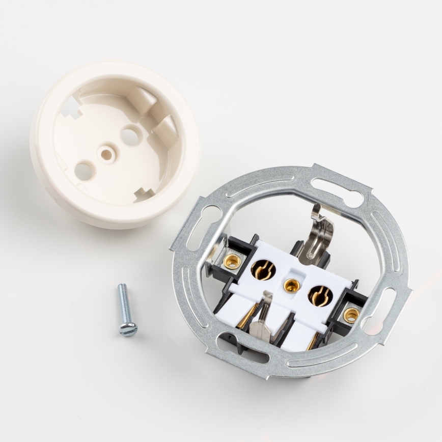 Kliklap - Prise murale triple rétro avec cadre SCHUKO 230V beige