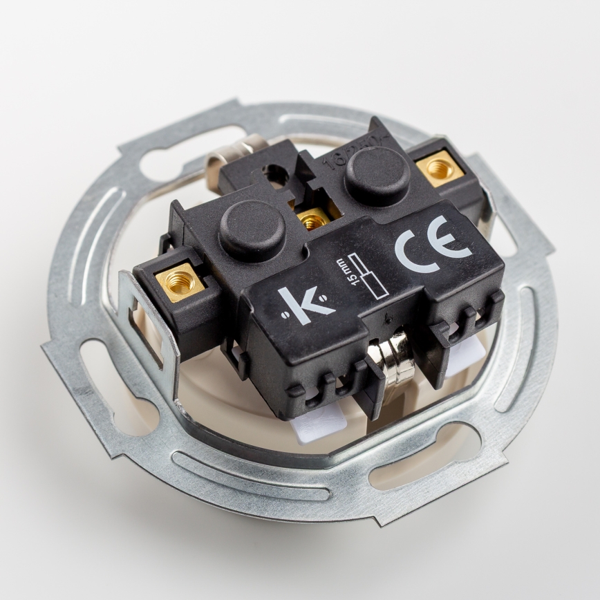 Kliklap - Prise murale triple rétro avec cadre SCHUKO 230V beige