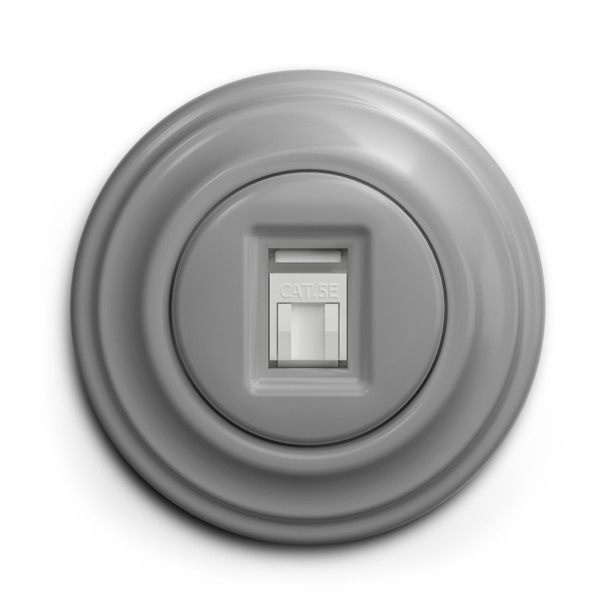 Kliklap - Prise réseau rétro avec cadre, grise