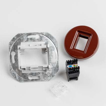 Kliklap - prise RJ45 rétro avec cadre marron