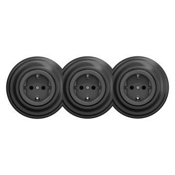 Kliklap - Prise triple rétro domestique avec cadre SCHUKO 230 V, anthracite