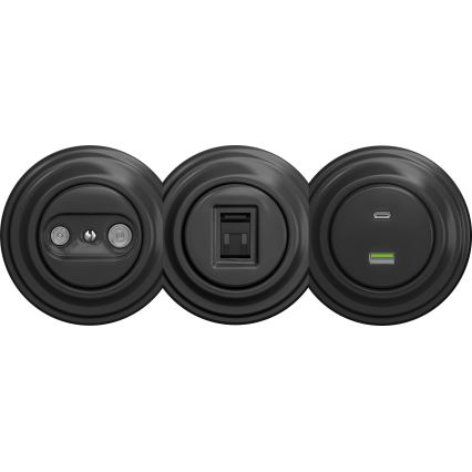 Kliklap - Prise TV+R rétro en série sans cadre anthracite