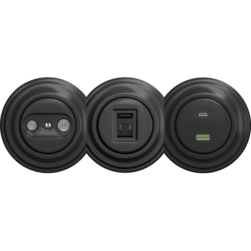 Kliklap - Prise TV+R rétro en série sans cadre anthracite