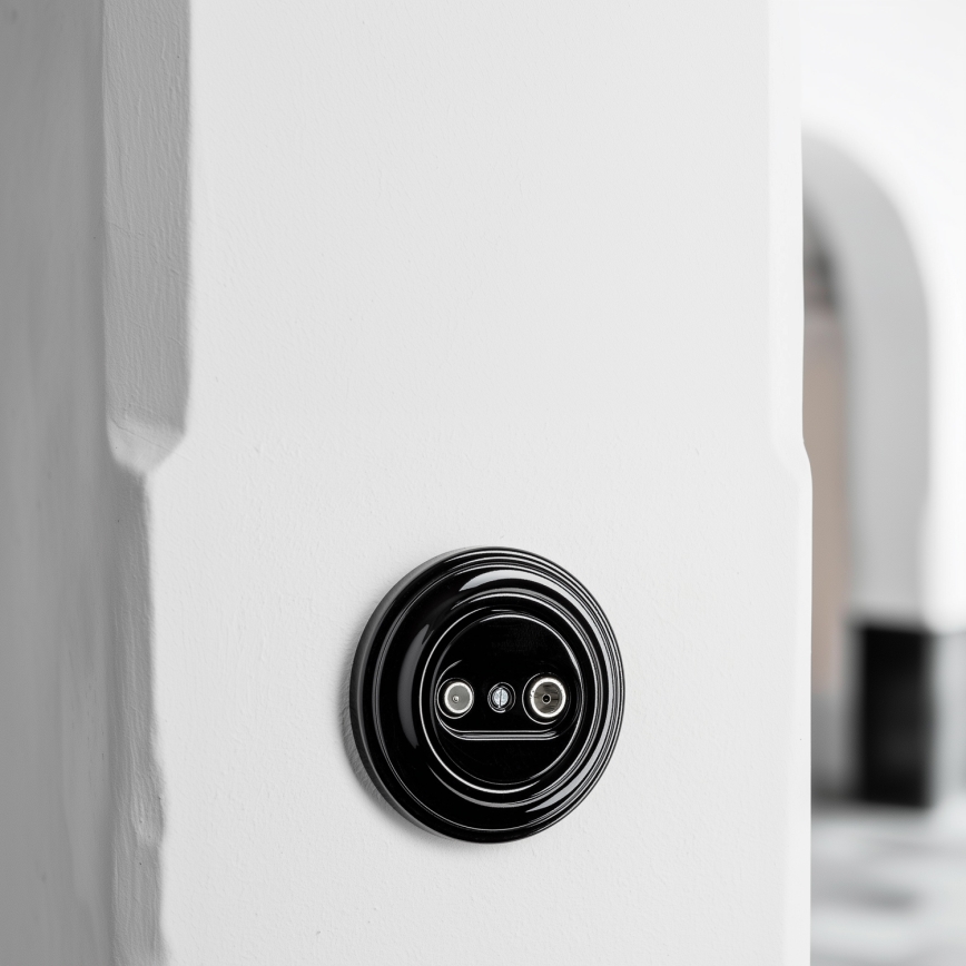 Kliklap - Prise TV+R (terminale) rétro avec cadre noir