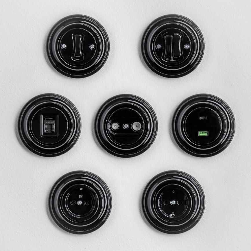 Kliklap - Prise TV+R (terminale) rétro avec cadre noir