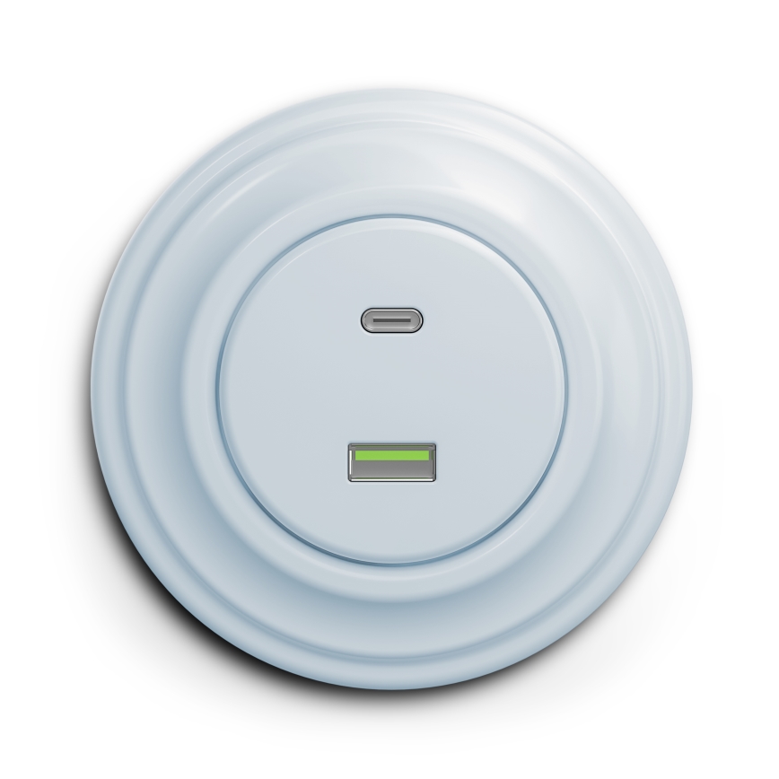 Kliklap - Prise USB rétro A+C avec cadre bleu
