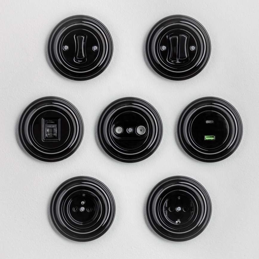 Kliklap - Prise USB rétro A+C avec cadre noir