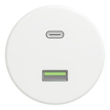 Kliklap - Prise USB rétro A+C sans cadre, blanc neige