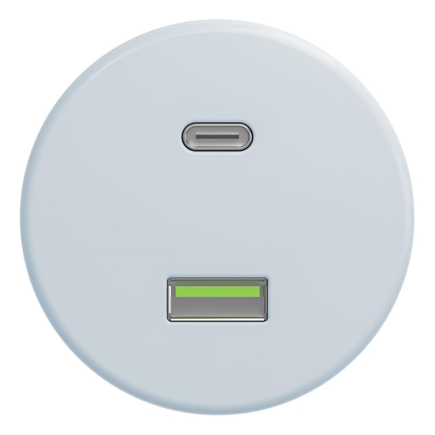 Kliklap - Prise USB rétro A+C sans cadre bleu