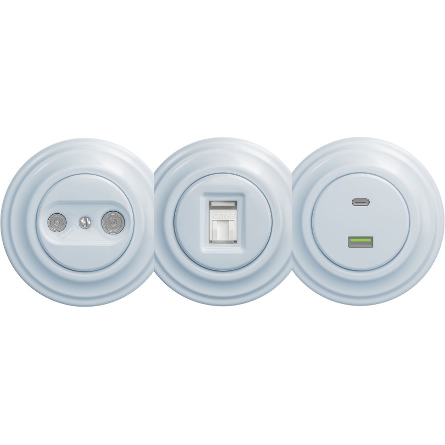Kliklap - Prise USB rétro A+C sans cadre bleu