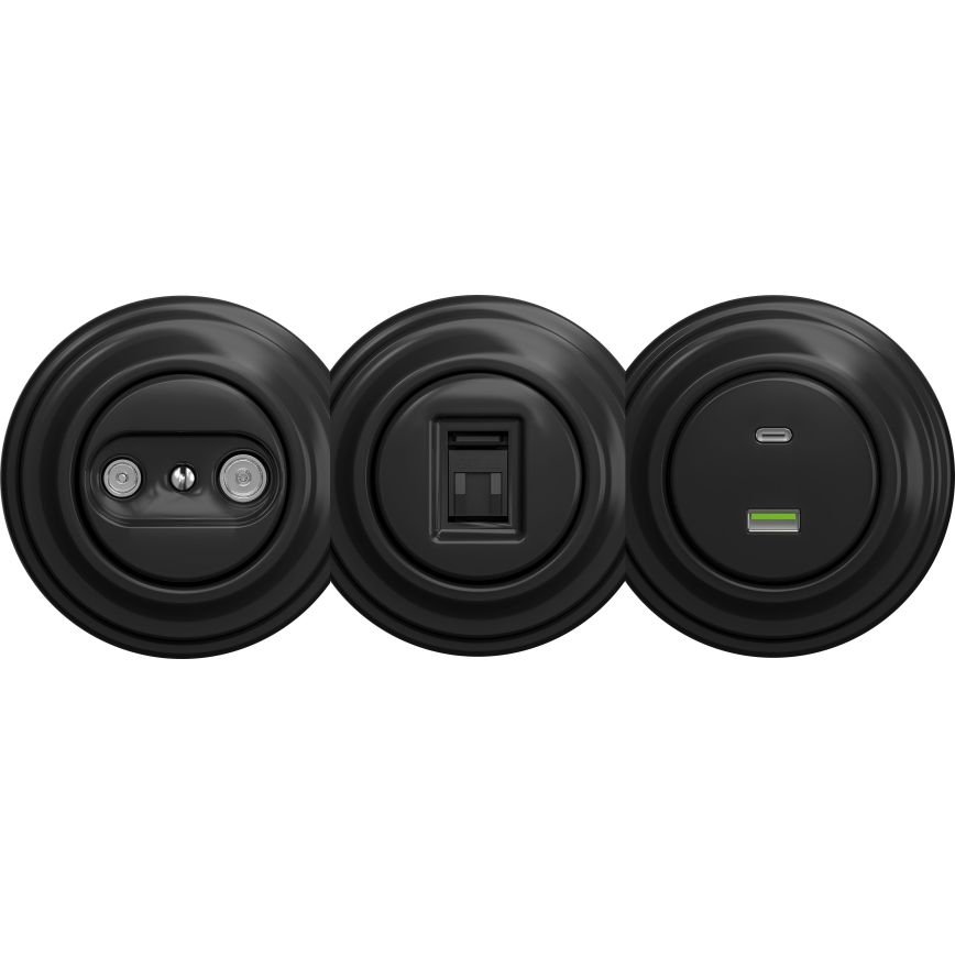 Kliklap - Prise USB rétro A+C sans cadre noir