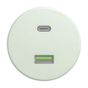 Kliklap - prise USB rétro A+C sans cadre vert menthe