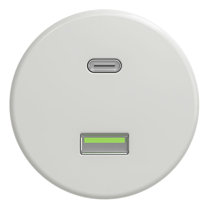 Kliklap - Prise USB vintage A+C blanc