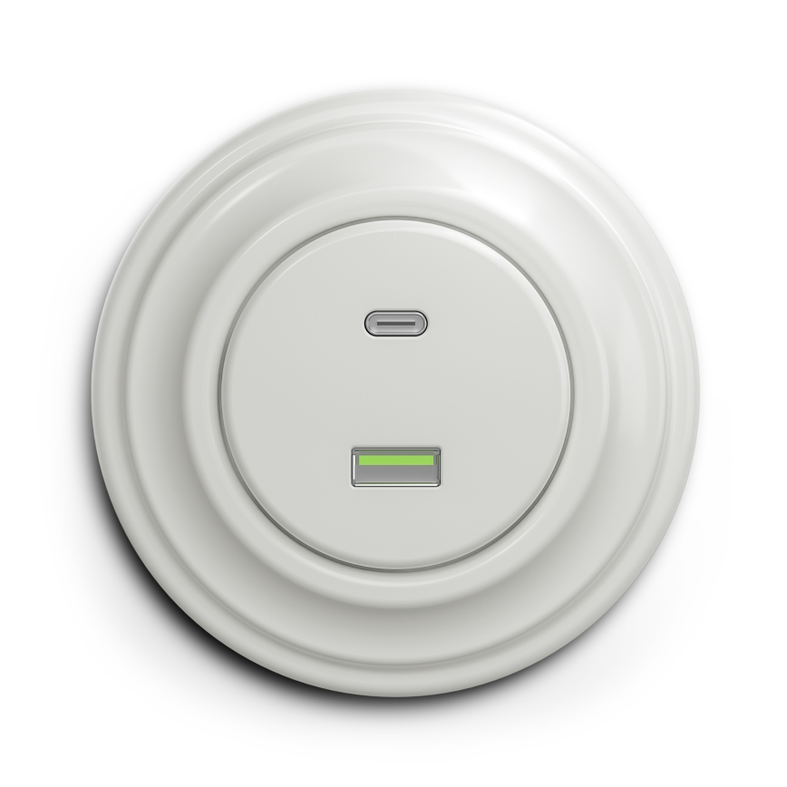 Kliklap - Prise USB vintage A+C blanc