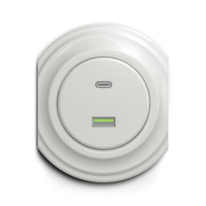 Kliklap - Prise USB vintage A+C blanc