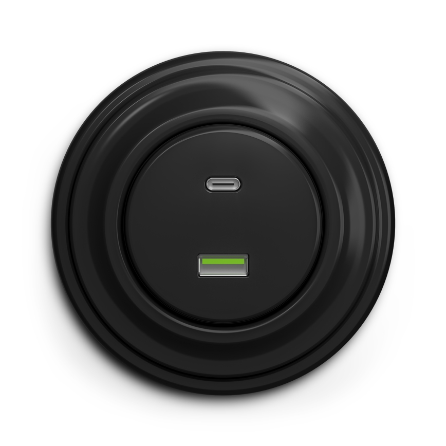 Kliklap - Prise USB vintage A+C noir