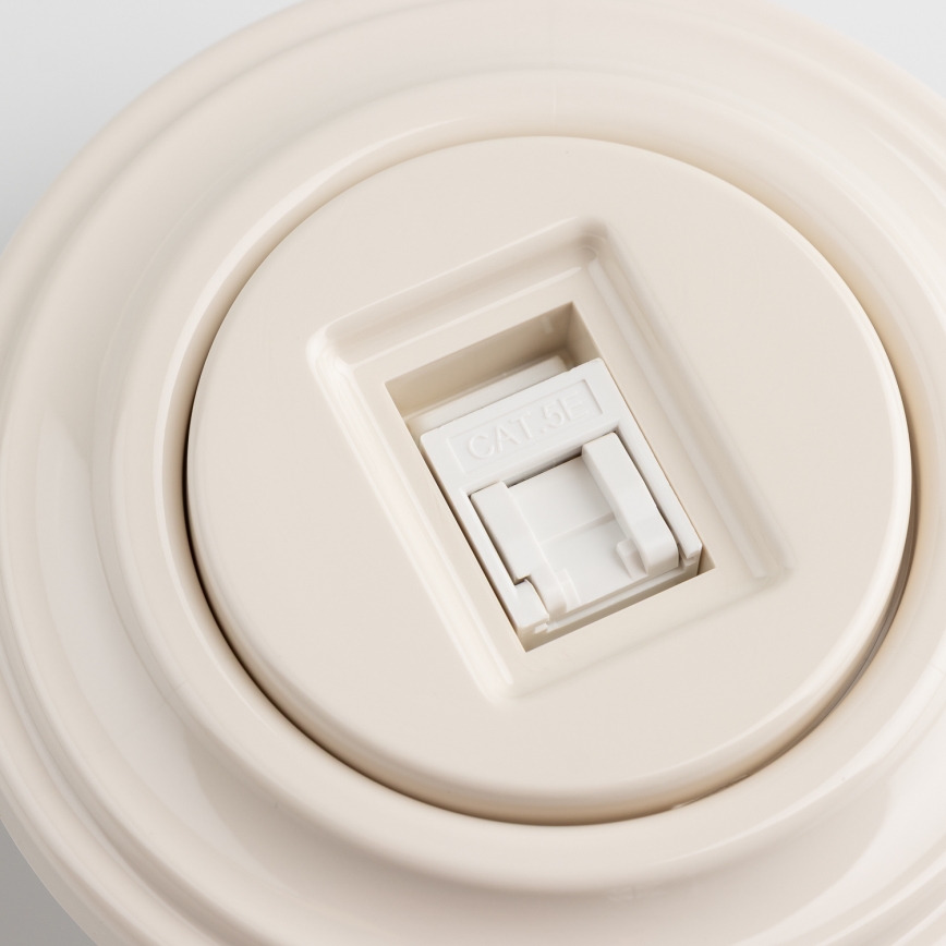 Kliklap - Retro data-aansluiting met afdekraam, beige