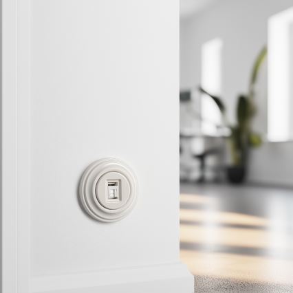 Kliklap - Retro data-aansluiting met afdekraam, beige