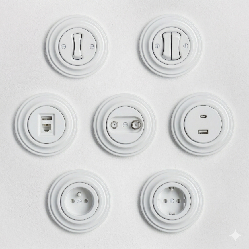 Kliklap - Retro datadoos met afdekraam in sneeuwwit