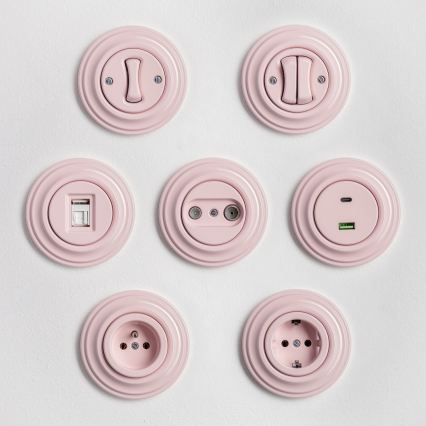 Kliklap - Retro-drukknop met omlijsting oudroze