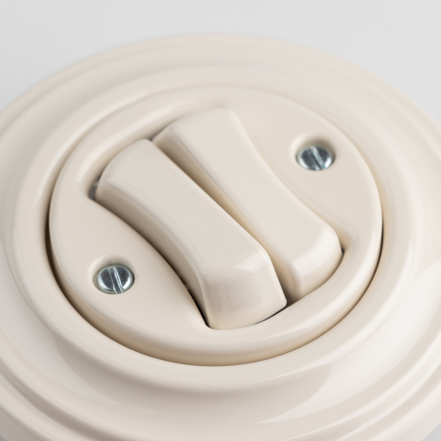 Kliklap - Retro dubbele drukknop met beige afdekraam