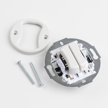 Kliklap - Retro dubbele drukknop met omlijsting, keramisch wit