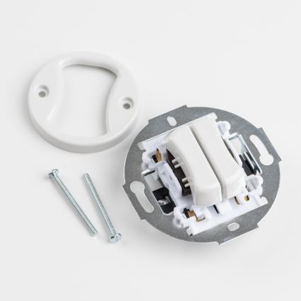 Kliklap - Retro dubbele drukknop, randloos, keramisch wit