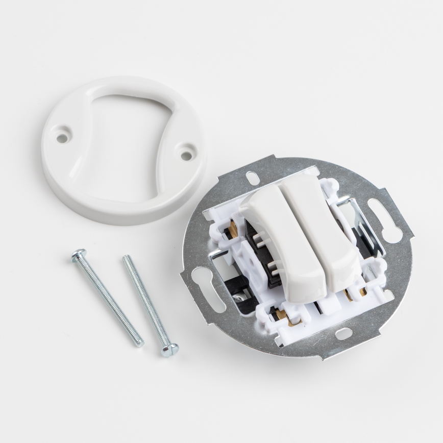 Kliklap - Retro dubbele drukknop, randloos, keramisch wit