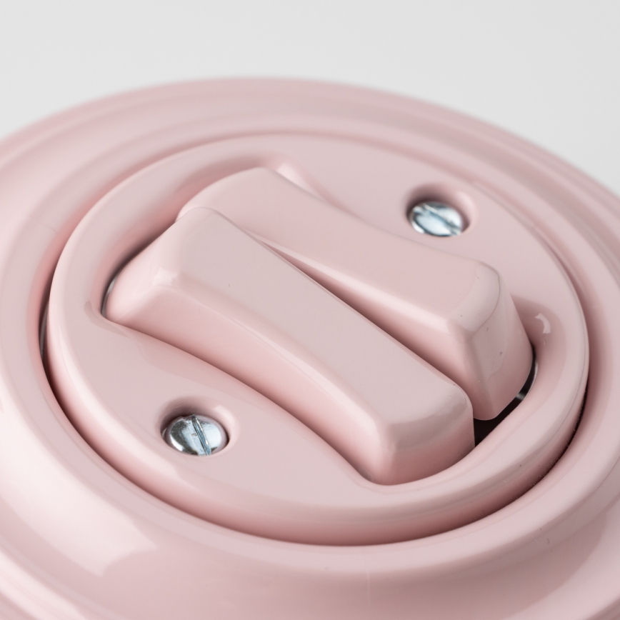 Kliklap - Retro dubbele schakelaar met afdekplaat, oudroze