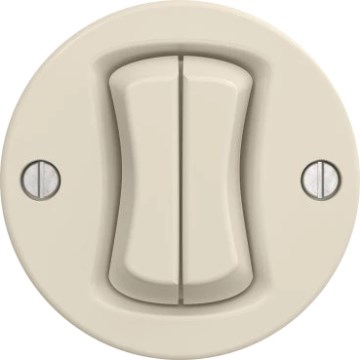 Kliklap - Retro dubbele trappenhuisschakelaar zonder afdekraam nr. 6+6 beige
