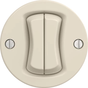 Kliklap - Retro dubbele trappenhuisschakelaar zonder afdekraam nr. 6+6 beige