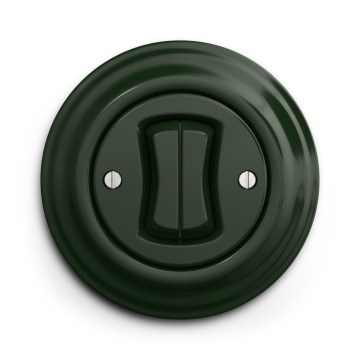 Kliklap - Retro dubbele trappenschakelaar met afdekraam nr. 6+6, groen