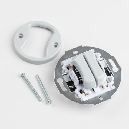 Kliklap - Retro dubbele trappenschakelaar met frame nr. 6+6 grijs