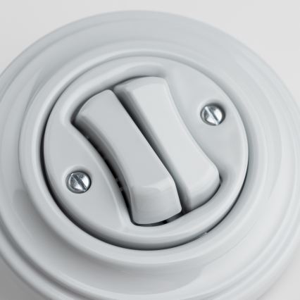 Kliklap - Retro dubbele trappenschakelaar met frame nr. 6+6 grijs