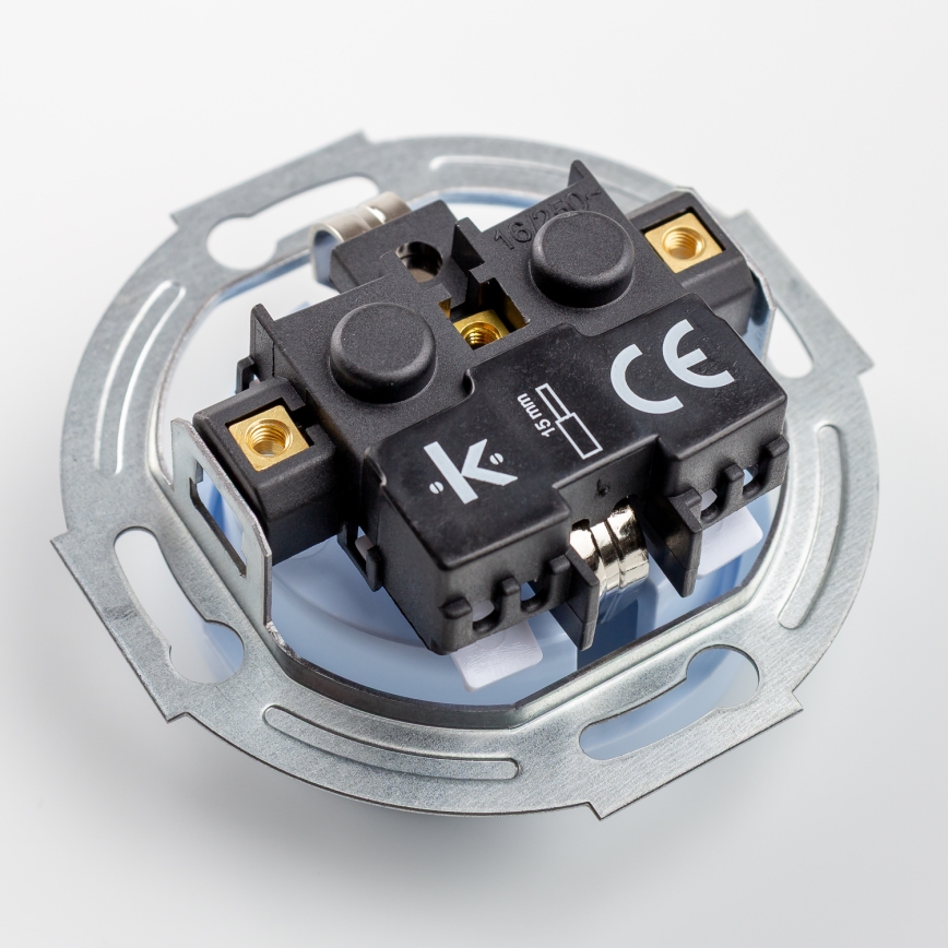 Kliklap - Retro eenpolige schakelaar nr. 1 en SCHUKO-stopcontact 230V met afdekraam, blauw