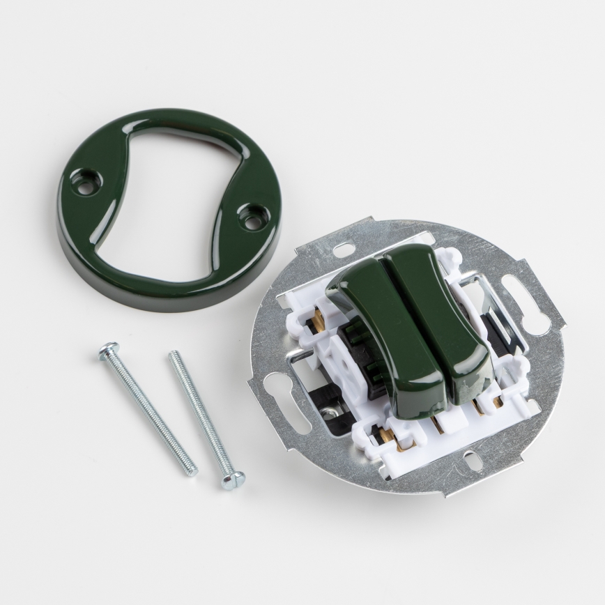 Kliklap - Retro groene dubbele drukknop met omlijsting